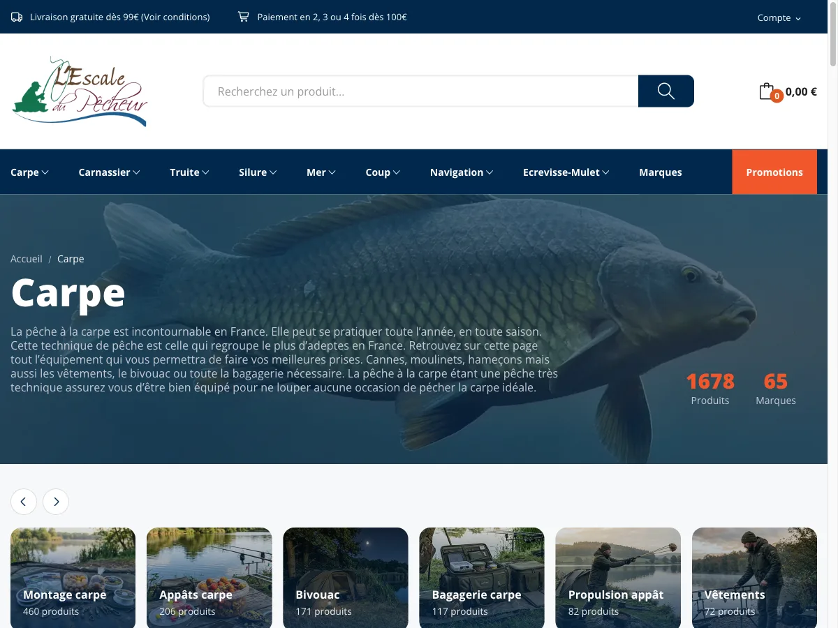 Migration PrestaShop 8 d'une boutique e-commerce — L'Escale du Pêcheur — visuel 2